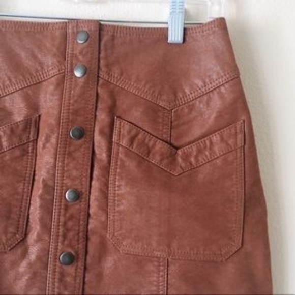 Free People Vegan Leather Button Up Mini Skirt - 2 - Picture 5 of 6